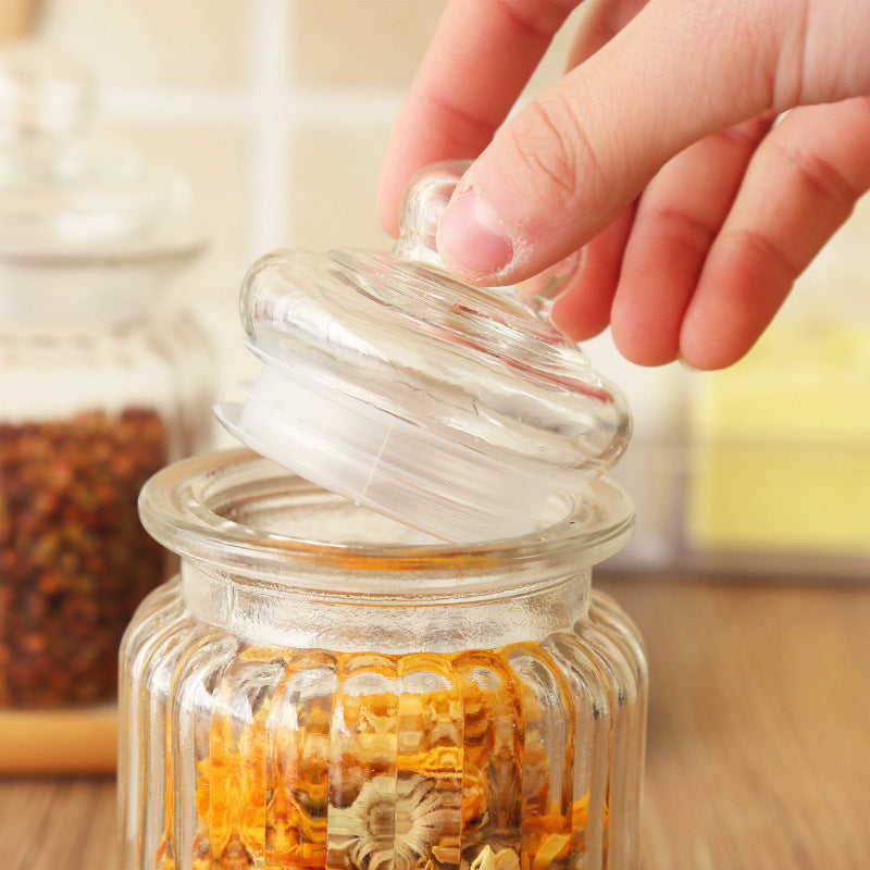 Ribbed Glass Spice & Dry Food Storage Jar with Lid