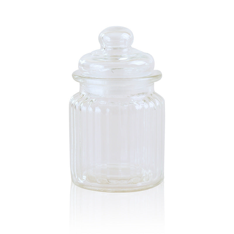Ribbed Glass Spice & Dry Food Storage Jar with Lid