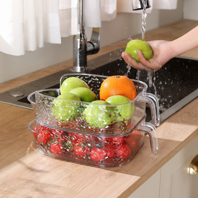 Stackable Clear Produce Washing & Storage Baskets with Handles