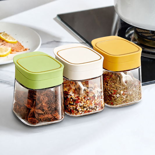 Spice Storage Containers with Lids & Spoons