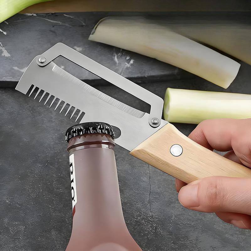 Handheld Vegetable Slicer & Shredder with Wooden Handle