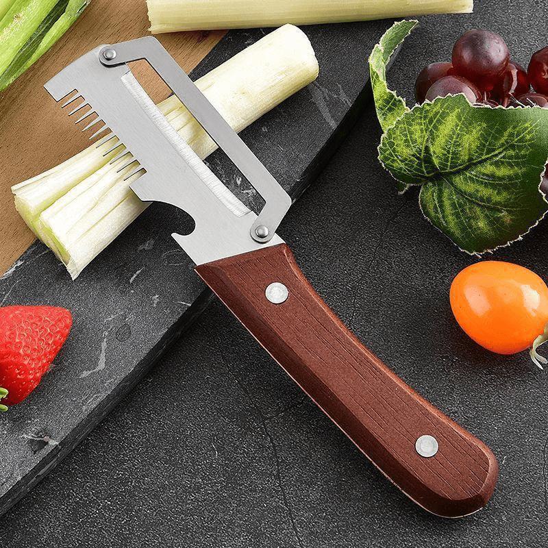 Handheld Vegetable Slicer & Shredder with Wooden Handle